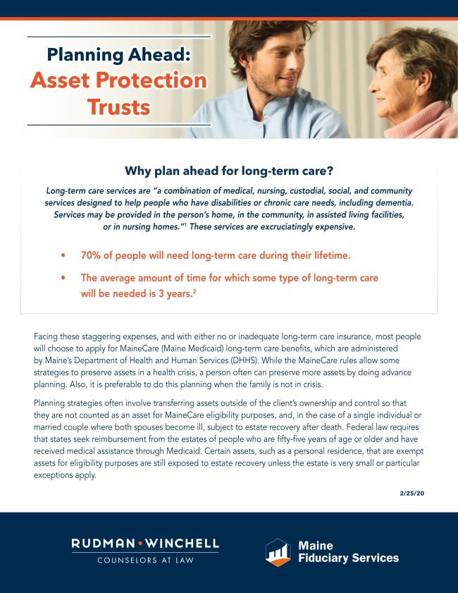 Planning Ahead asset protection