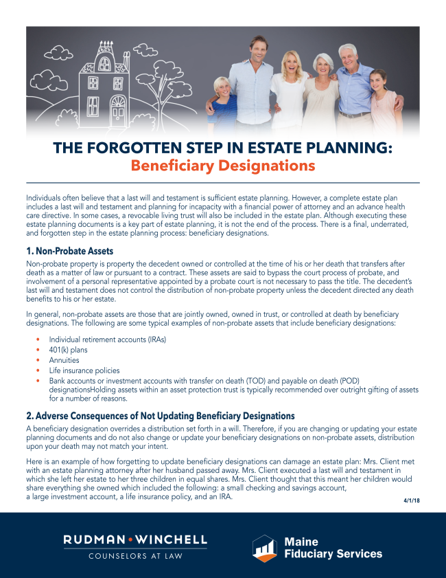 The Forgotton Step in Estate Planning Beneficiary Designations 2020 Beneficiary